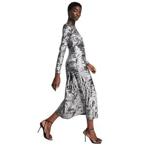 River Island Dress Women Sz‎ 6 Black Mesh Metallic Fairy Whimsy Goth Steampunk